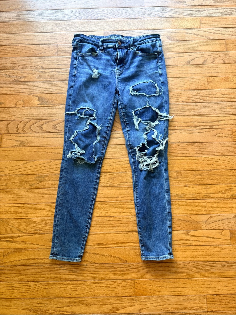 American Eagle Outfitters Ripped Dark Blue Skinny Jeans